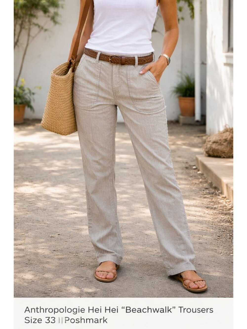 Anthropologie Hei Hei "Beachwalk" trousers, a slouchy pinstripe style Size 32